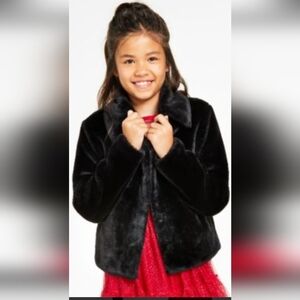 Epic Threads Kids Faux Fur Jacket - Black Size S